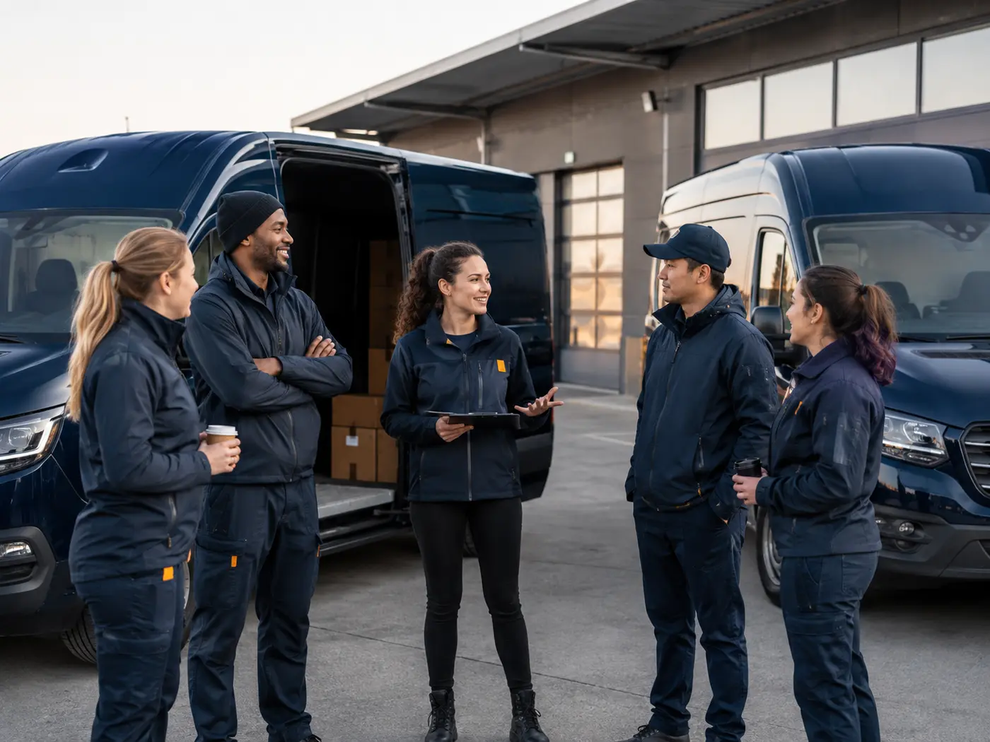 Northlane delivery team during a friendly pre-shift briefing